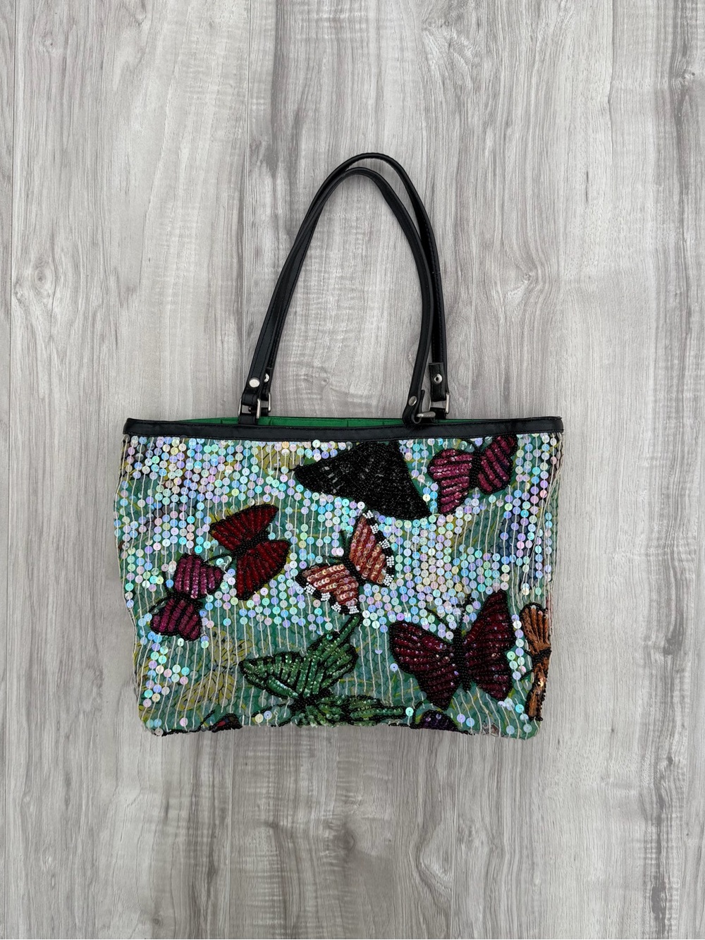 Christiana Butterfly Sequin Tote Bag